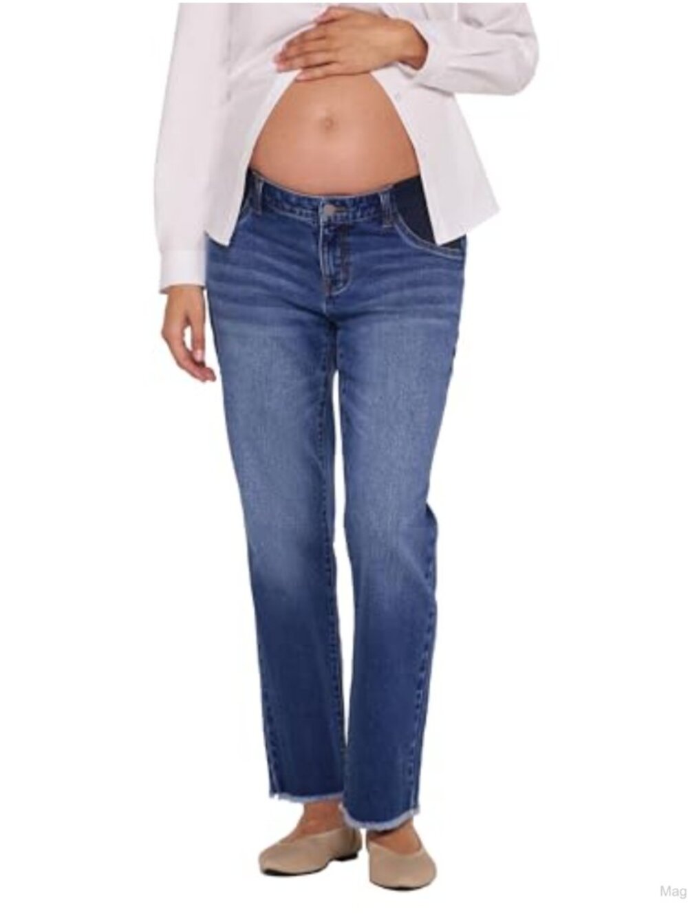 Maternity Under the Belly Slim Straight Leg Denim Jeans with Side Panels